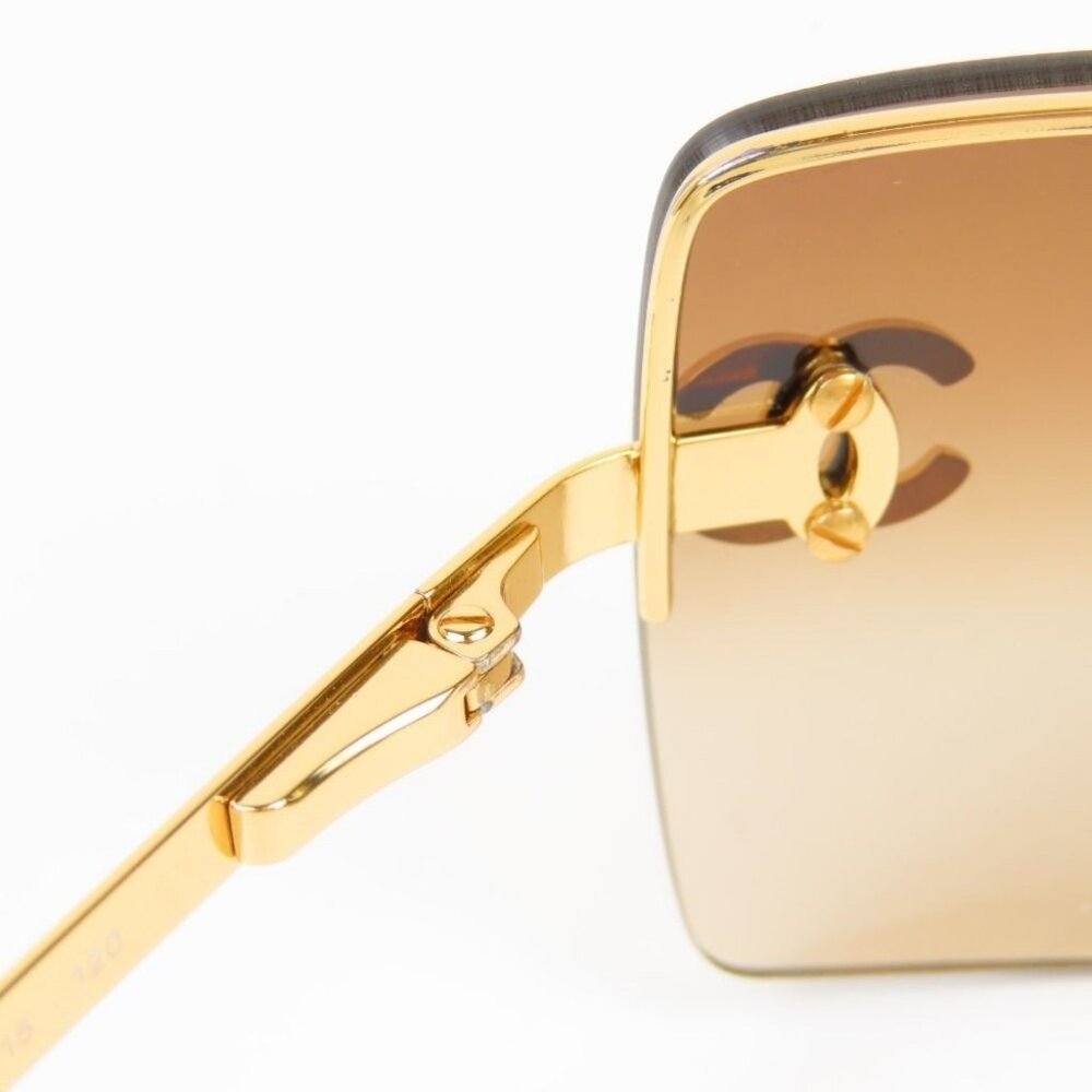 ✨ RARE Chanel Vintage Sunglasses Rhinestone CC Logo Rimless Gradient Gold Y2K - Picture 8 of 12